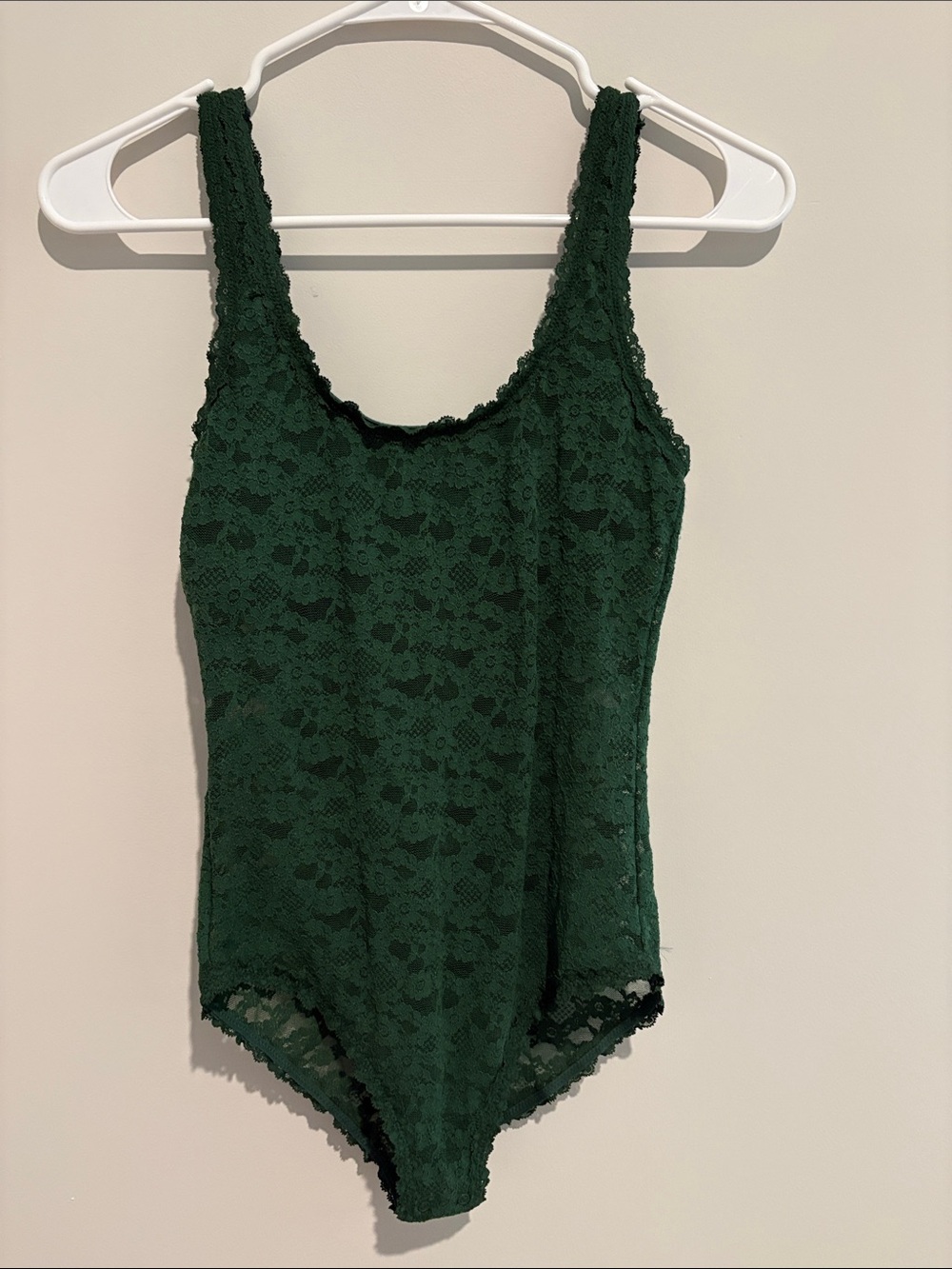 aerie Dark Green Lace Scoop Neck Bodysuit